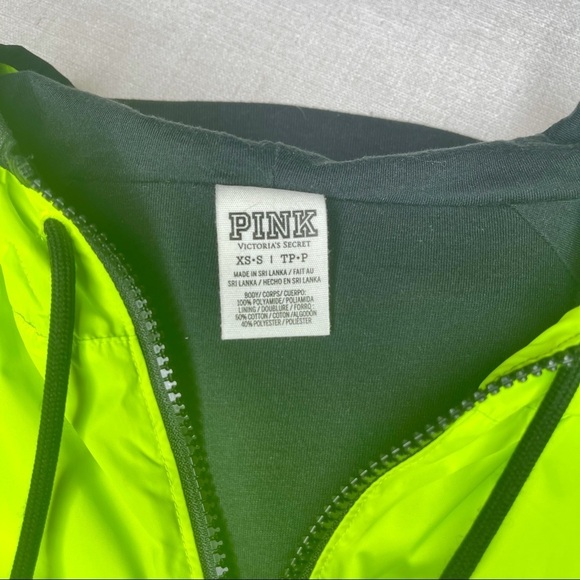 Victoria’s Secret Pink Anorak Windbreaker Neon Green Small - Picture 10 of 11